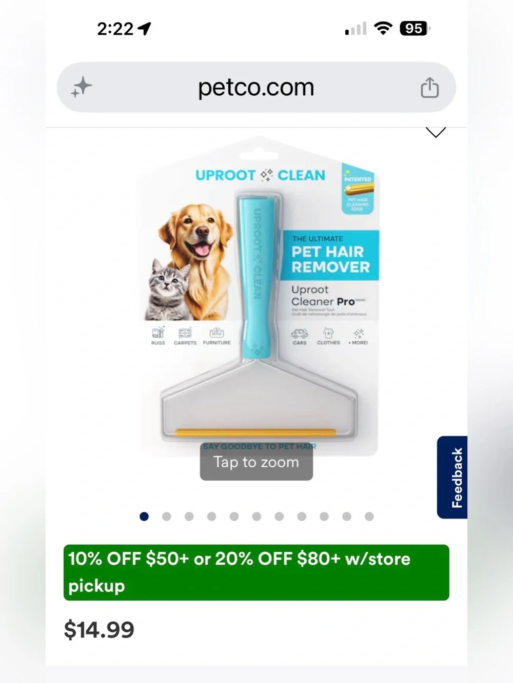 Uproot Cleaner Pro Easy pet Hair Remover Set in Aqua Blue
